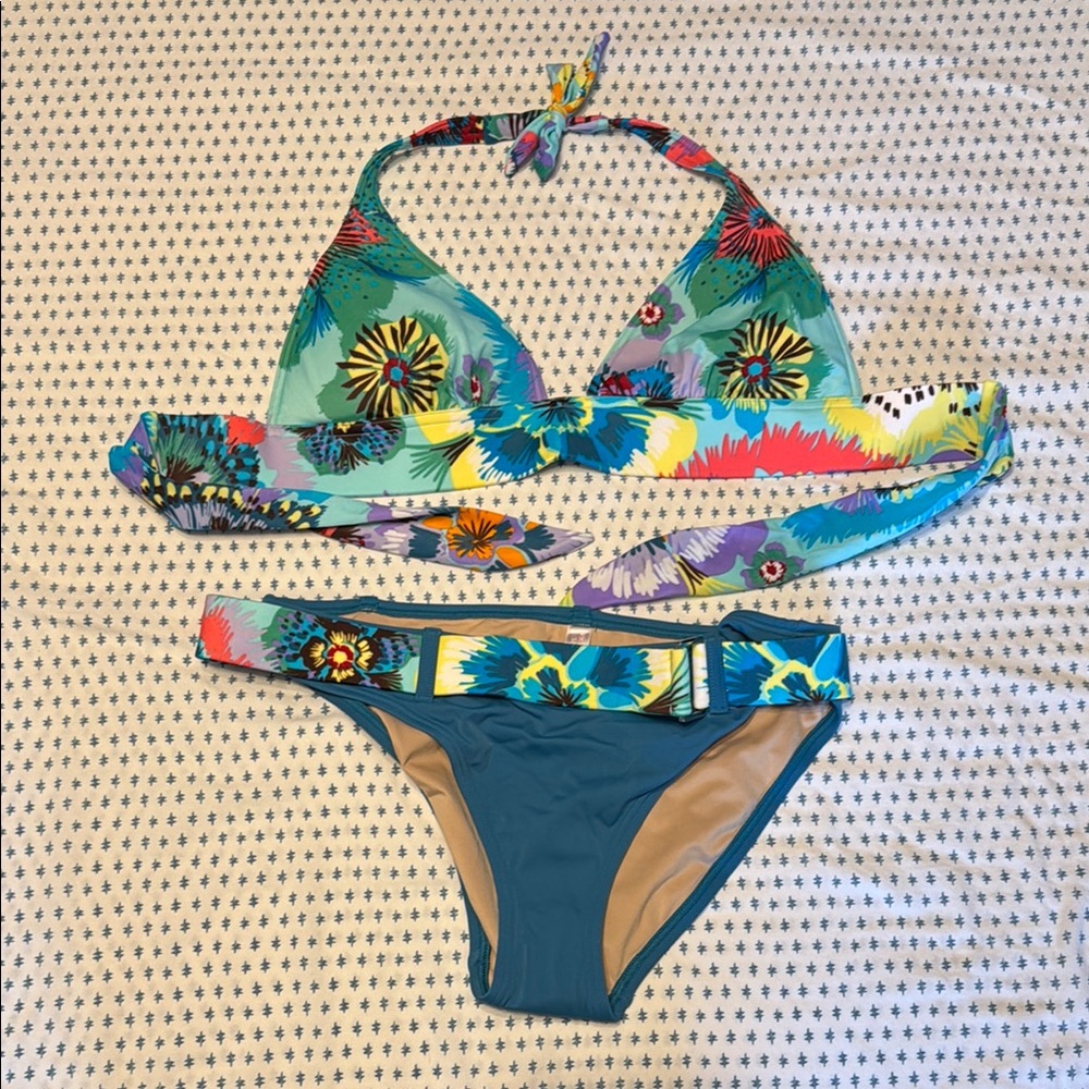 Victoria's Secret Teal and tropical print Bikini